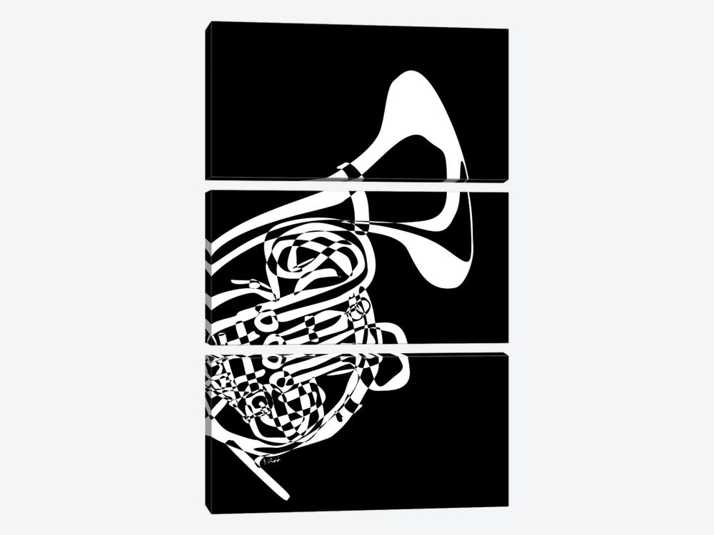 French Horn Black by Nisse Corona 3-piece Canvas Print