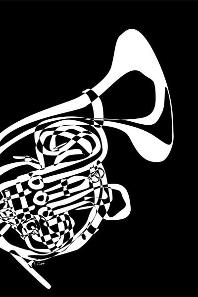 Black & White Minimalist Décor: French Horn Black by Nisse Corona
