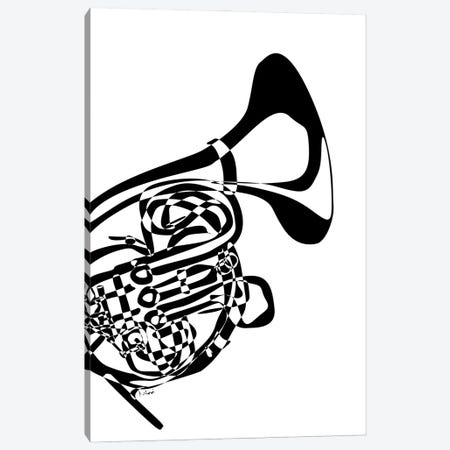 French Horn White Canvas Print #NSC27} by Nisse Corona Art Print