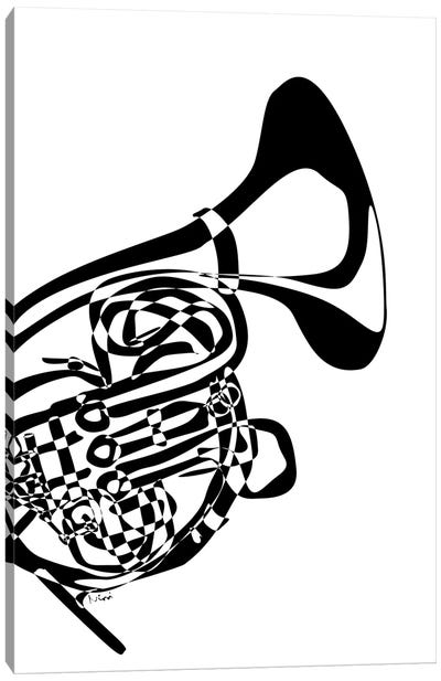 French Horn White Canvas Art Print - Trumpet Art