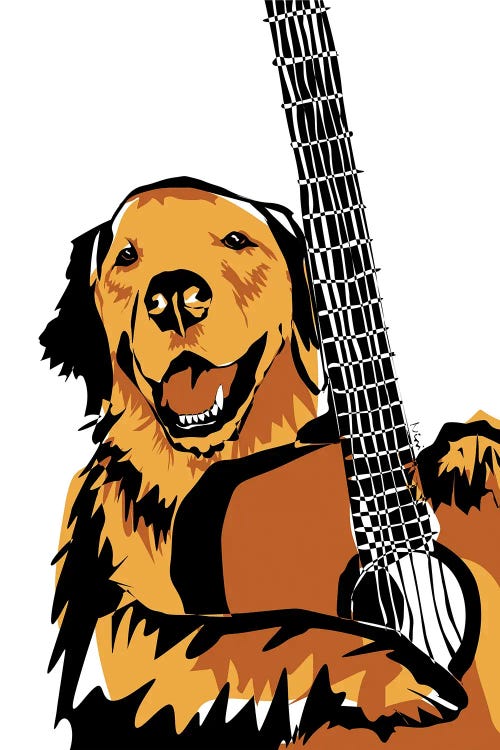 Guitar Golden Retriever by Nisse Corona wall art