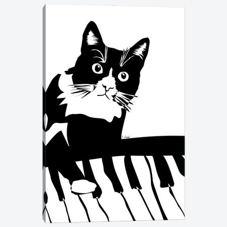 Piano Cat Canvas Print #NSC39} by Nisse Corona Art Print