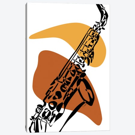 Saxophone Terra Canvas Print #NSC43} by Nisse Corona Canvas Artwork