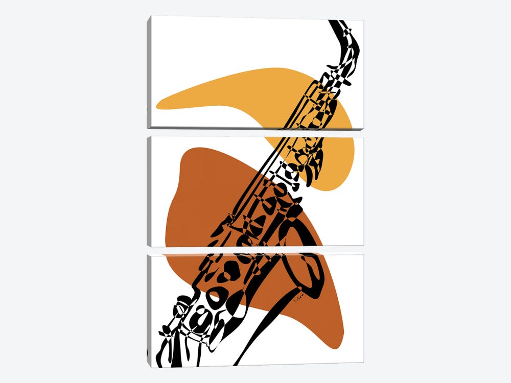 Saxophone Terra by Nisse Corona 3-piece Canvas Wall Art