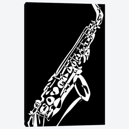 Saxophone Black Canvas Print #NSC44} by Nisse Corona Canvas Art Print