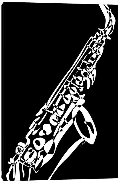 Saxophone Black Canvas Art Print - Nisse Corona