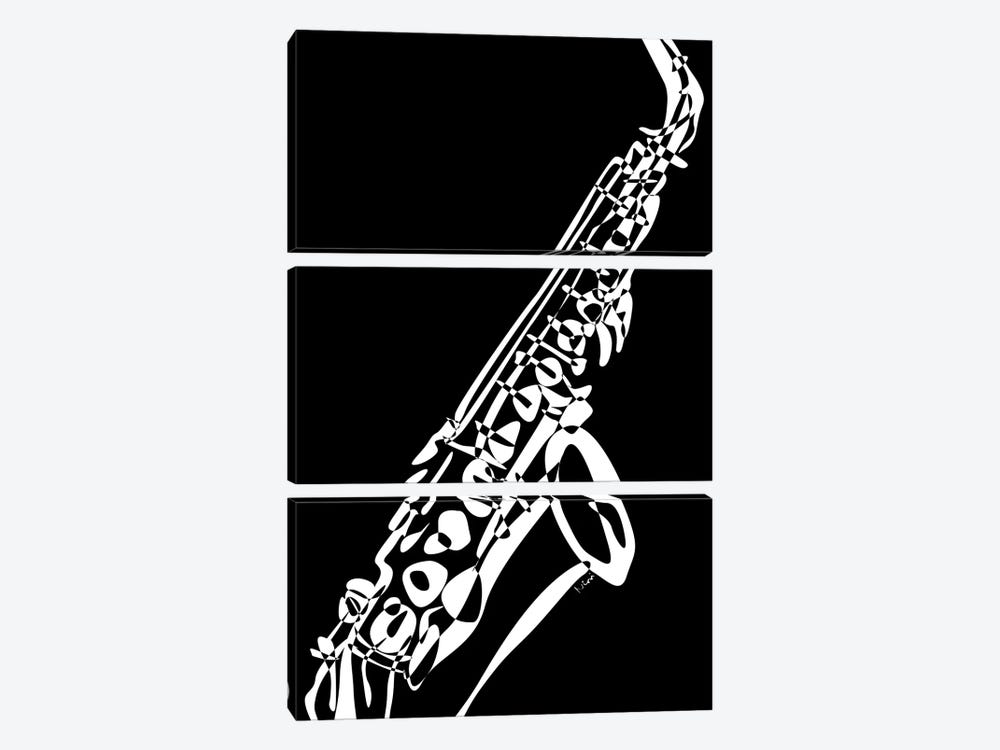 Saxophone Black by Nisse Corona 3-piece Canvas Art Print