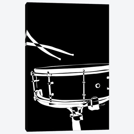 Drum Snare Black Canvas Print #NSC45} by Nisse Corona Art Print