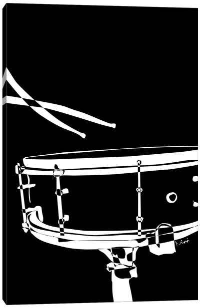 Drum Snare Black Canvas Art Print - Black & White Minimalist Décor