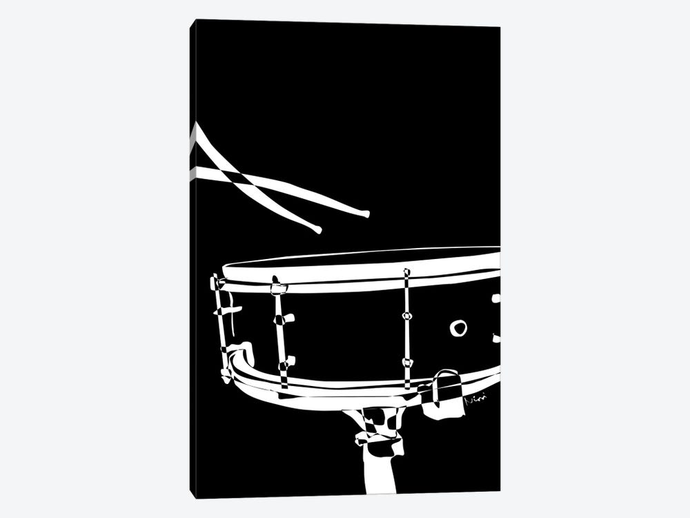 Drum Snare Black by Nisse Corona 1-piece Canvas Artwork