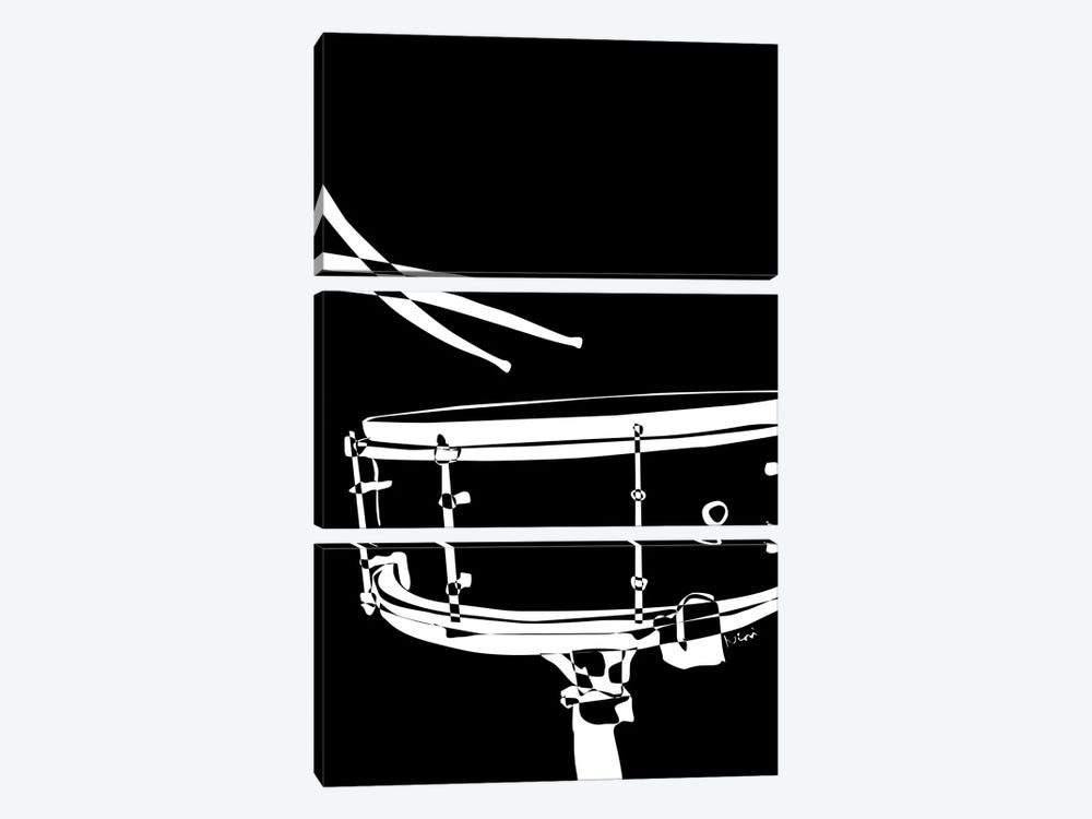 Drum Snare Black by Nisse Corona 3-piece Canvas Artwork
