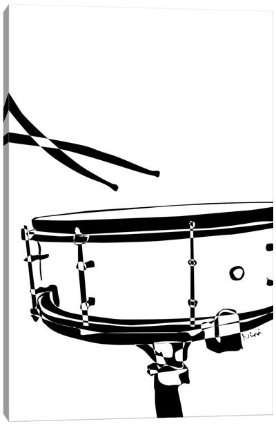 Drum Snare White Canvas Art Print - Drums Art