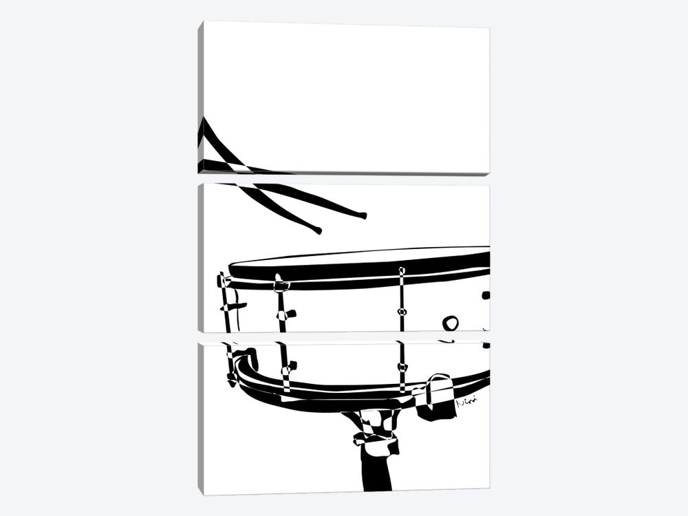 Drum Snare White by Nisse Corona 3-piece Canvas Wall Art