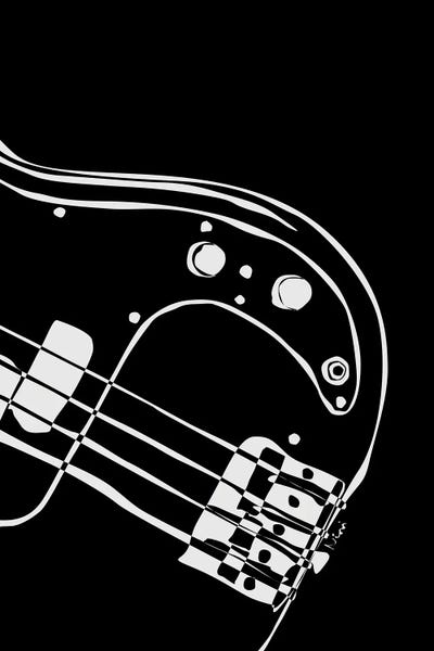 Gitar Bass Seni Kanvas Hitam Cetakan olehGitar Bass Seni Kanvas Hitam Cetakan oleh  