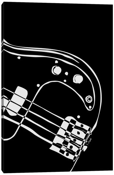 Bass Guitar Black Canvas Art Print - Nisse Corona