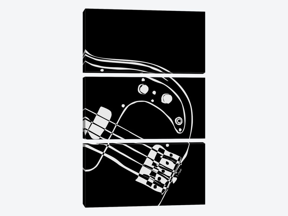 Bass Guitar Black by Nisse Corona 3-piece Art Print