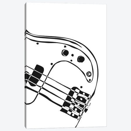 Bass Guitar White Canvas Print #NSC9} by Nisse Corona Canvas Art