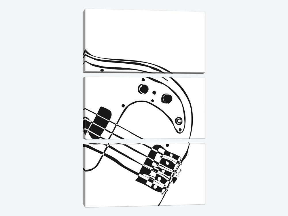 Bass Guitar White by Nisse Corona 3-piece Art Print