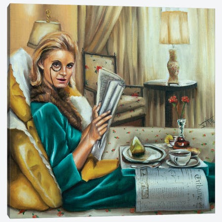 Breakfast In Bed Canvas Print #NSD12} by Salma Nasreldin Canvas Wall Art
