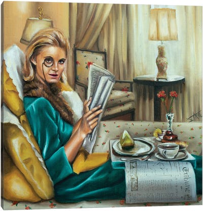 Breakfast In Bed Canvas Art Print - Salma Nasreldin
