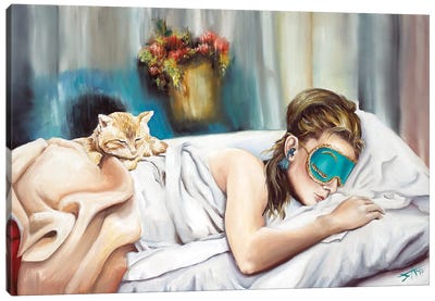 Holly And Cat Canvas Art Print - Cinematic Gallery