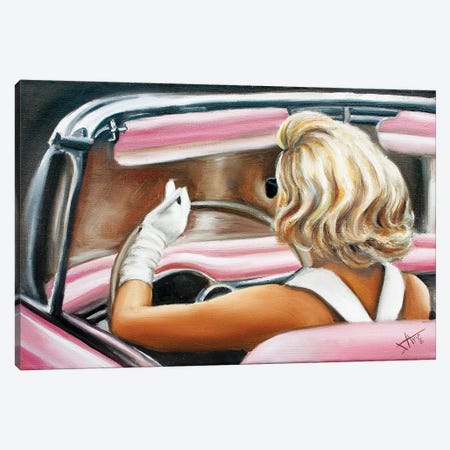 Pink Cadillac Canvas Print #NSD22} by Salma Nasreldin Canvas Art Print
