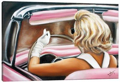 Pink Cadillac Canvas Art Print - Salma Nasreldin