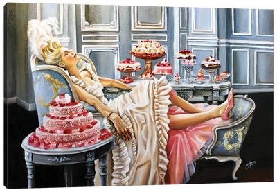Framed Canvas Art (Champagne) - LV Cupcake by Martina Pavlova ( Food & Drink > Food > Sweets & Desserts > Cakes & Cupcakes art) - 26x26 in