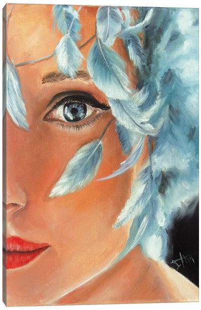 Blue Feather Canvas Art Print - Salma Nasreldin