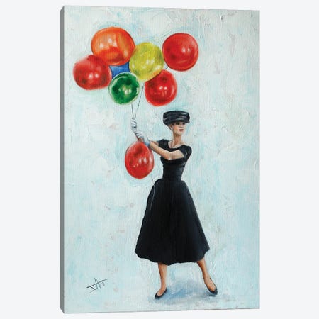 Audrey With Balloons II Canvas Print #NSD67} by Salma Nasreldin Canvas Art