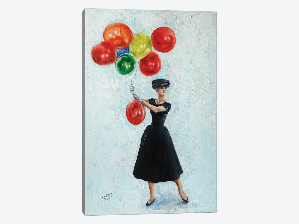 Audrey With Balloons II by Salma Nasreldin 1-piece Canvas Print