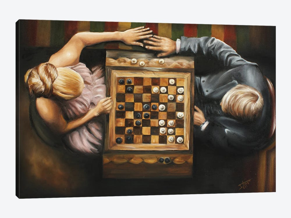 Game for two -Chess lovers 3 by Salma Nasreldin 1-piece Canvas Print
