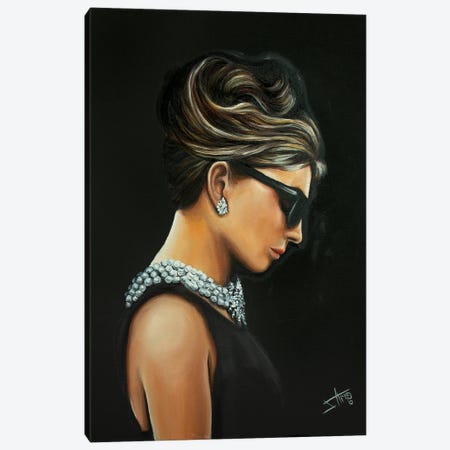 Audrey In Black Canvas Print #NSD8} by Salma Nasreldin Canvas Art Print