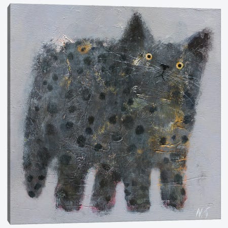 Grey Fluffy Cat Canvas Print #NSL14} by Natalia Shaloshvili Canvas Art Print