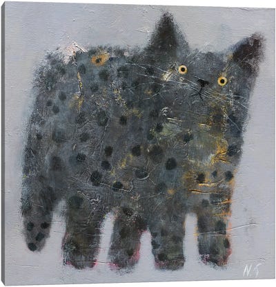 Grey Fluffy Cat Canvas Art Print - Natalia Shaloshvili