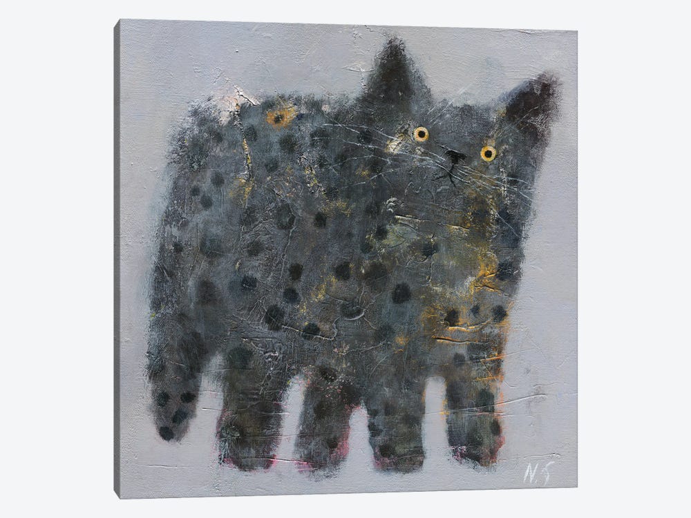 Grey Fluffy Cat by Natalia Shaloshvili 1-piece Canvas Wall Art