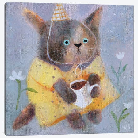 Morning Cat In Yellow Dress Canvas Print #NSL18} by Natalia Shaloshvili Canvas Art