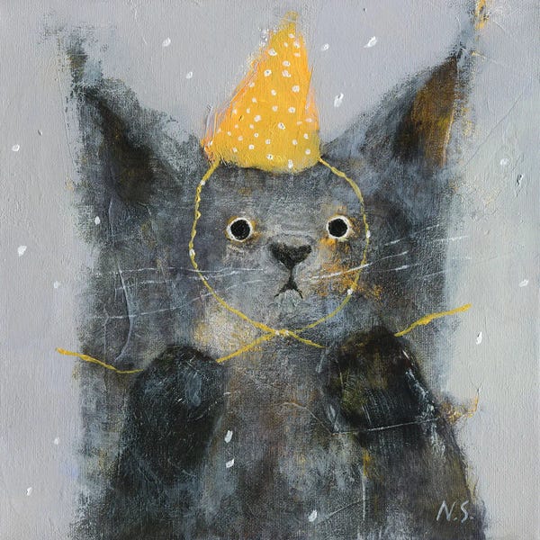 Sad Cat In Party Hat