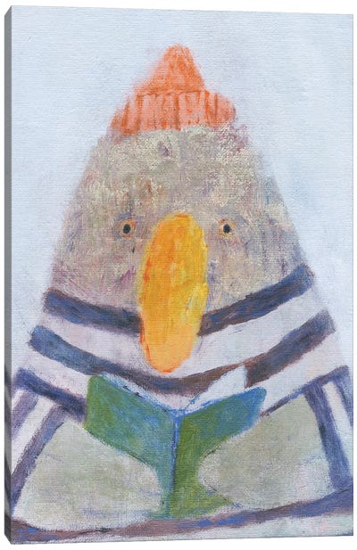 Strange Bird Reading The Book Canvas Art Print - Natalia Shaloshvili