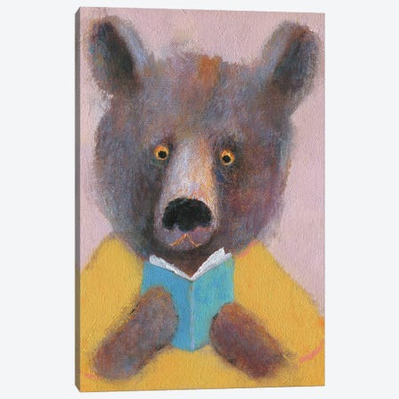 The Bear Reading The Book Canvas Print #NSL21} by Natalia Shaloshvili Art Print