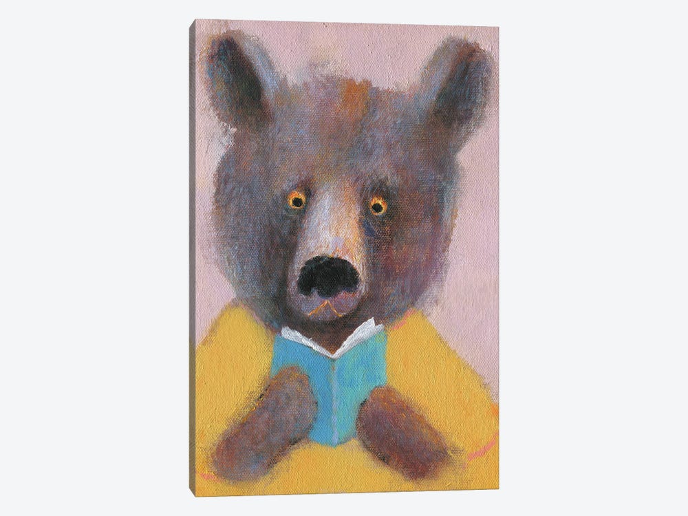 The Bear Reading The Book by Natalia Shaloshvili 1-piece Canvas Artwork