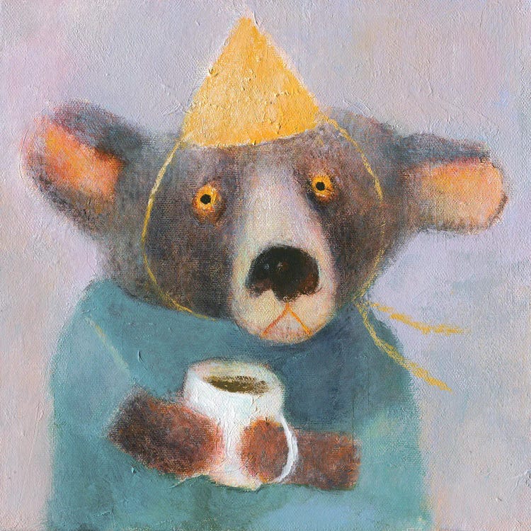 The Bear With Cup Of Coffee by Natalia Shaloshvili wall art