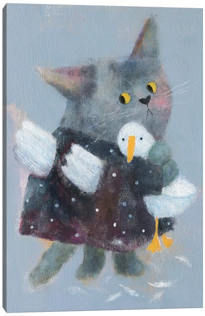 Angel Cat In The Dress Canvas Art Print - Natalia Shaloshvili