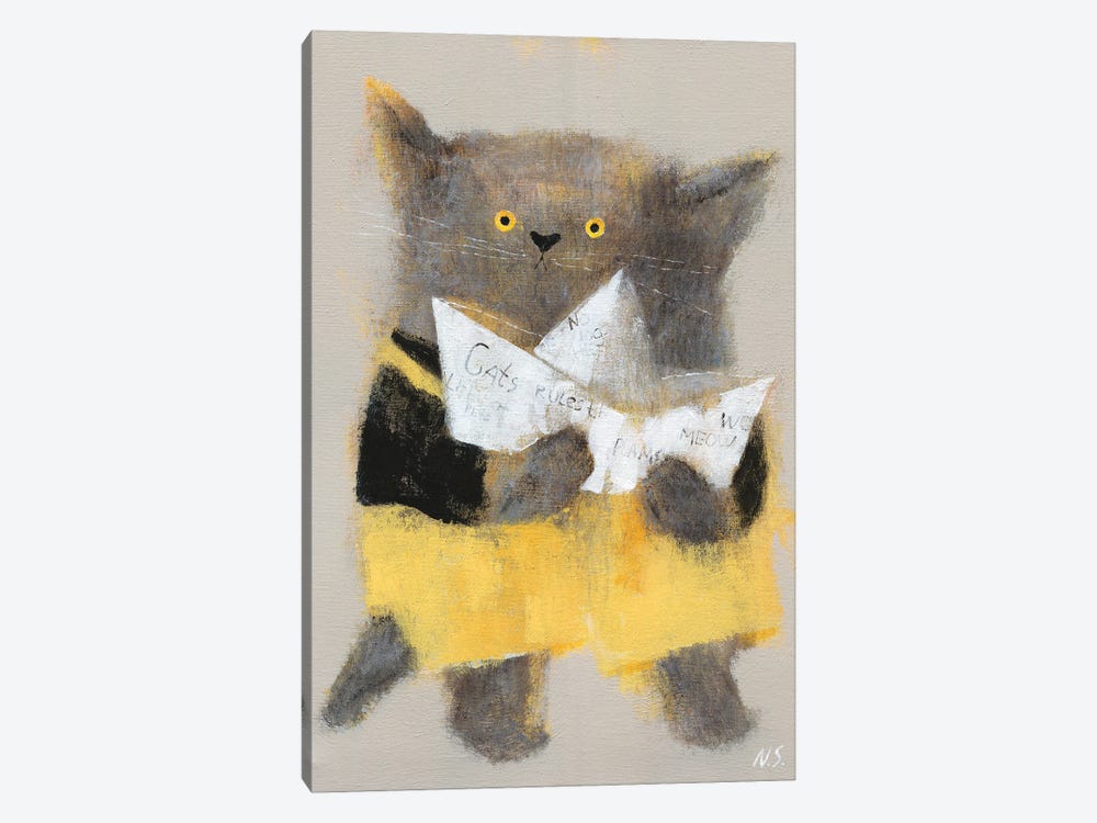 The Cat With Paper Ship by Natalia Shaloshvili 1-piece Canvas Wall Art
