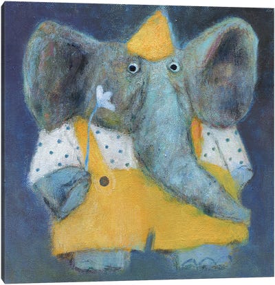 The Elephant In The Party Hat Canvas Art Print - Elephant Art