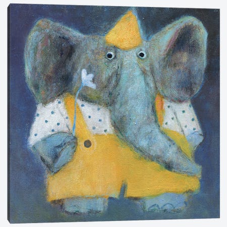 The Elephant In The Party Hat Canvas Print #NSL33} by Natalia Shaloshvili Canvas Wall Art