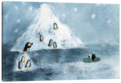 The Family Of Penguins Canvas Art Print - Natalia Shaloshvili