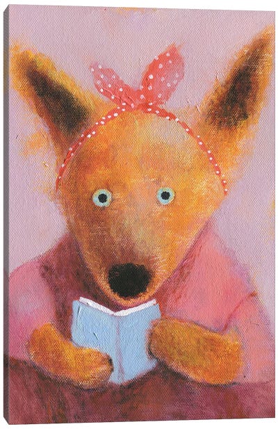 The Fox Reading The Book Canvas Art Print - Natalia Shaloshvili