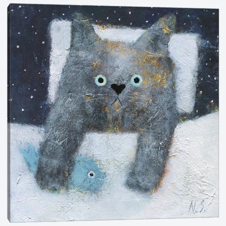 The Night Cat Canvas Print #NSL36} by Natalia Shaloshvili Canvas Print