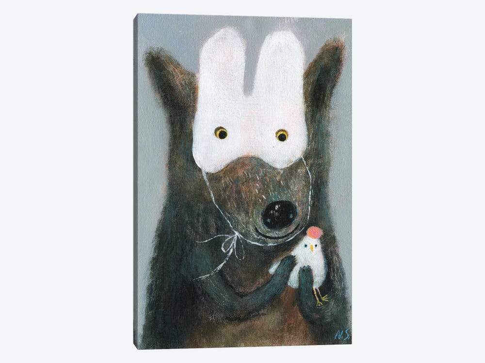 The Wolf In White Mask Holding The Hen by Natalia Shaloshvili 1-piece Art Print